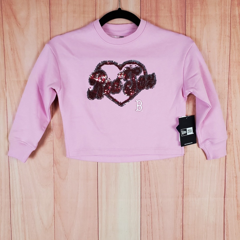 New Era Boston Red Sox Girls Sweatshirt 6 / 6X Pink Crew Neckโ Long Sleeve